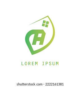 Letter A house leaf logo