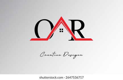 OR Letter House Logo – Creative Real Estate Monogram with Roof Icon and Home Shape for Property, Architecture and Modern Branding

