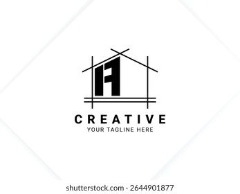 Letra A com design de logotipo de casa para arquiteto, construção e imóveis