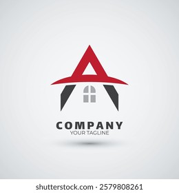 Letter a house logo design template