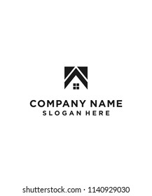 letter a with house logo design vector illustration template