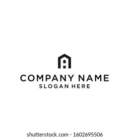letter a with house logo design vector illustration template