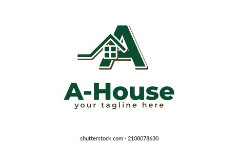 Letter A and house logo design. vector