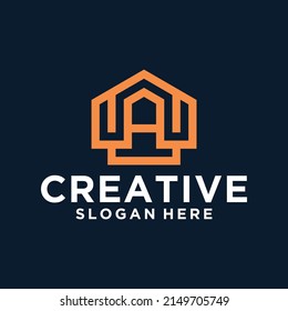 letter A House logo design in vector for construction trendy minimalist home professional logo design