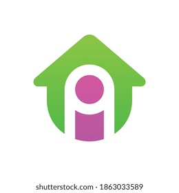 Letter i house logo icon, initial pq or qp home logo design