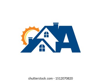 Letter A house logo or symbol template design