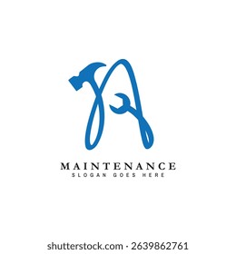 Letter A House Maintenance Logo. Alphabet A Building Construction Icon