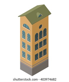 letter i house shaped as city element building isometric map