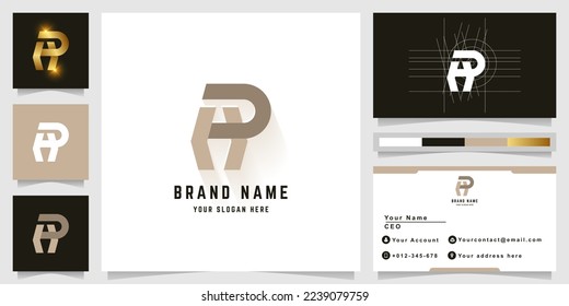 Letter HP or AP monogram logo with business card design