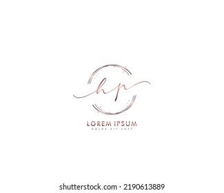 Letra HP logotipo de escritura manual inicial con firma y estilo dibujado a mano.