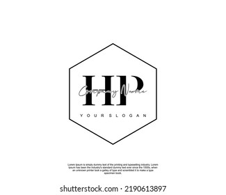 Letter HP Initial handwriting logo with signature and hand drawn style.
