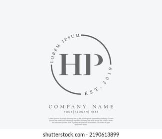 Letter HP Initial handwriting logo with signature and hand drawn style.