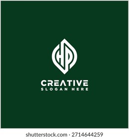 Letra HP Leaf Logo Diseño Vector Plantilla