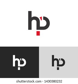 Letter hp linked lowercase logo design template elements. Red letter Isolated on black white grey background. Suitable for business, consulting group company.