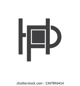 letter hp linked square design geometric logo