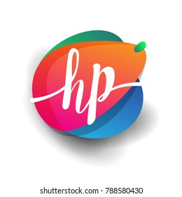 Letter HP logo with colorful splash background, letter combination logo design for creative industry, web, business and company.