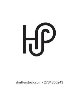 letter hp loop linked curves flow logo vector 