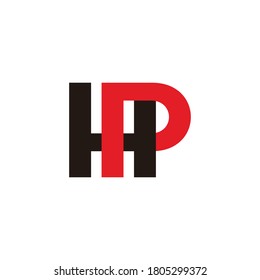 letter hp simple linked geometric colorful logo vector