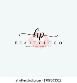 Letter HP Watercolor Lips Premade Logo Design, Logo for Makeup Artist Business Branding, Blush Beauty Boutique Logo Design, Calligraphy Logo
