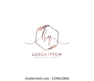 Letter HQ Initial handwriting logo with signature and hand drawn style.