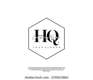 Letter HQ Initial handwriting logo with signature and hand drawn style.