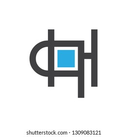 letter hq linked square design geometric logo