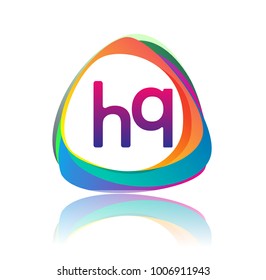 Letter HQ logo with colorful splash background, letter combination logo design for creative industry, web, business and company.