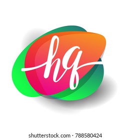 Letter HQ logo with colorful splash background, letter combination logo design for creative industry, web, business and company.