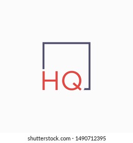 Letter HQ Logo design with square frame line art. business consulting concept. studio,room,group icon. Suitable for business, consulting group company. - vector