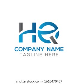 letter HQ Logo Design Vector Template With Blue And Black. Initial HQ Vector Illustration