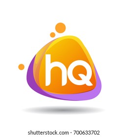 Letter HQ logo in triangle splash and colorful background, letter combination logo design for creative industry, web, business and company.