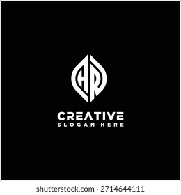Letra HR Leaf Logo Diseño Vector Plantilla