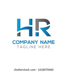 letter HR Logo Design Vector Template With Blue And Black. Initial HR Vector Illustration