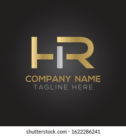 letter HR Logo Design Vector Template. Initial Gold And Silver Letter Design HR Vector Illustration