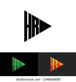 Letter HR simple triangle logo icon design vector