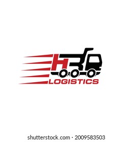 Letter HR Truck Vector Logo Design