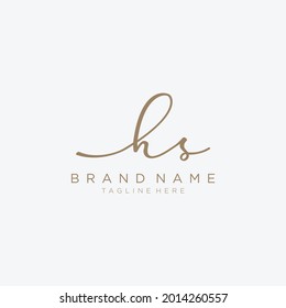 Letter HS gold Initial handwriting design logo template.