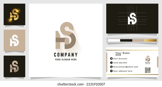 Letra logotipo de monograma HS o HDS con diseño de tarjeta de visita