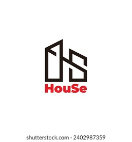 letter hs house construction logo vector 