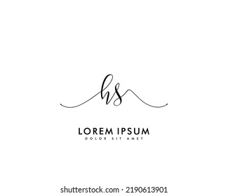Letter HS Initial handwriting logo with signature and hand drawn style.