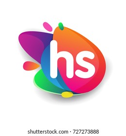 Letter HS logo with colorful splash background, letter combination logo design for creative industry, web, business and company.