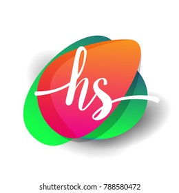 Letter HS logo with colorful splash background, letter combination logo design for creative industry, web, business and company.