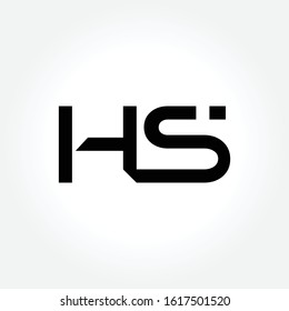 letter HS Logo Design Linked Vector Template With Black. Initial HS Vector Illustration