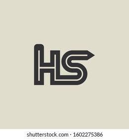 Letter HS pencil shape logo design. Link icon in flat style isolated on grey background. Graphic alphabet symbol for your corporate business identity, website, app, UI. Arts logo design inspiration.