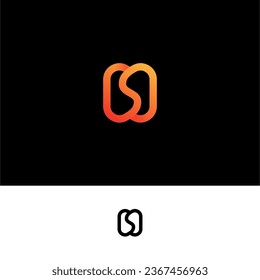 Letter HS or SH with simple line concept logo vector icon