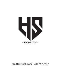 Letter HS with shield shape cyber security business monogram logo. SH logo. HS logo