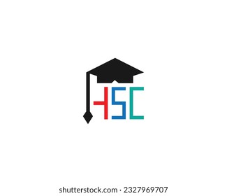 Letter HSC Education Logo Design Geometric Minimalist Modern Vector Template.