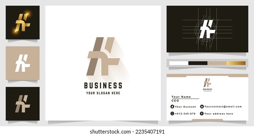 Letter HT oder HK Monogramm-Logo mit Visitenkartendesign