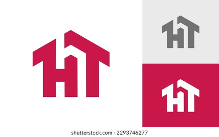 Letter HT initial monogram with house shape logo design vector