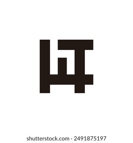 letter ht negative space square logo vector 